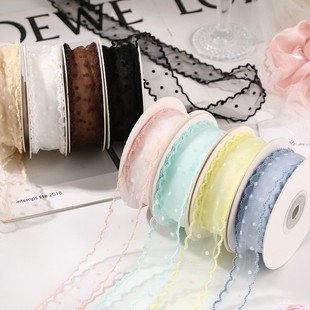 Lace Bud Edge Velvet Point Mesh Belt Hair Accessories DIY Bow Flower Material Packaging Lace Wavy Edge Ribbon
