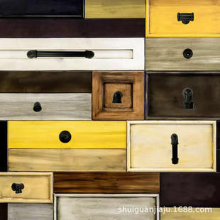 American Industrial Style Retro Water Pipe Cabinet Drawer Door TV Cabinet Iron loft Extended Black Small Handle Handle