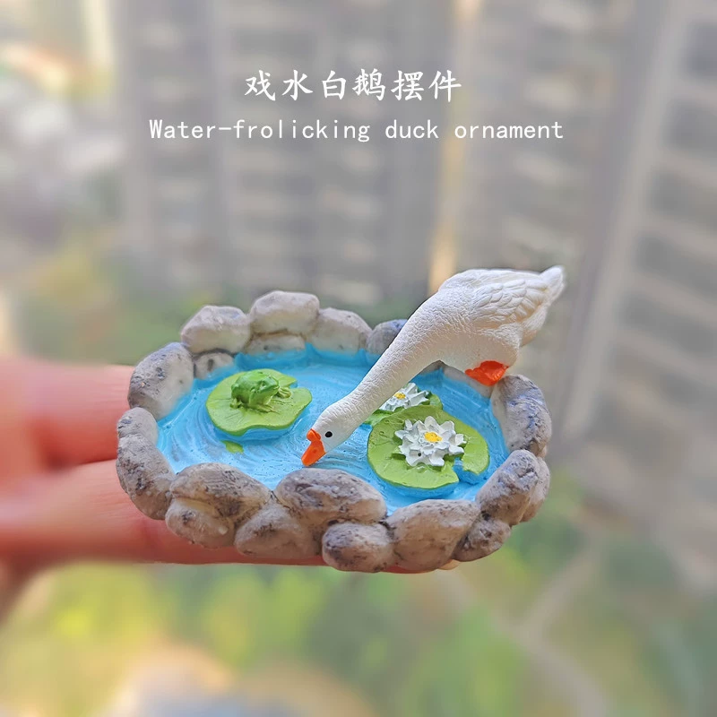 Микроландшафтный орнамент Симулятор бассейна Креативное садоводство Акварион Белый Гусь Лотос Пруд Сад Пейзажный Каменный Камень Декор