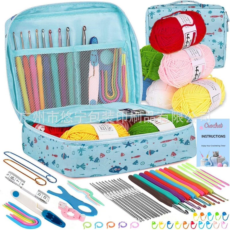 68 piece crochet suit set for beginners with 6 color crochet yarn and crochet accessories hook set