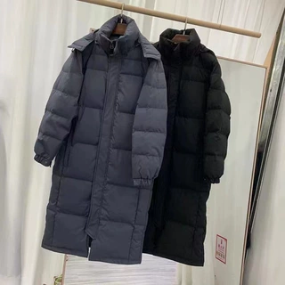 中戏长款男女冬季情侣女冬季羽绒服连帽加厚韩版青年校服外套代发