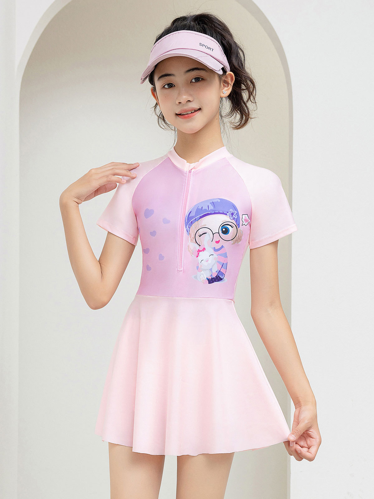 trajes de baño para niños niñas 2024 nuevo conjunto de entrenamiento profesional de secado rápido protector solar de mangas cortas trajes de natación para niñas