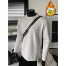 港风加棉保暖华棉320g长袖T恤男大码结构打底上衣T6001J加绒特P21