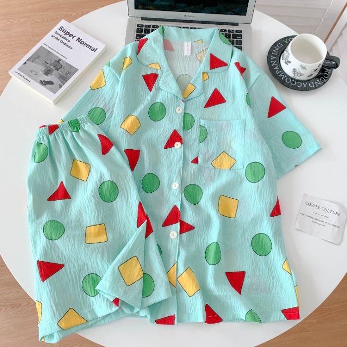 Venta al por mayor transfronteriza en vivo estilo caliente verano nube pijamas de algodón mujeres de manga corta casual de dibujos animados traje de servicio a domicilio para estudiantes