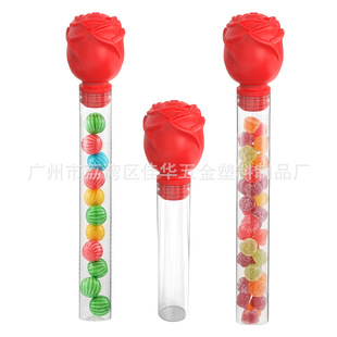 Wholesale Candy Packaging Creative Rose Flower Head Pet Blow Molding Tube