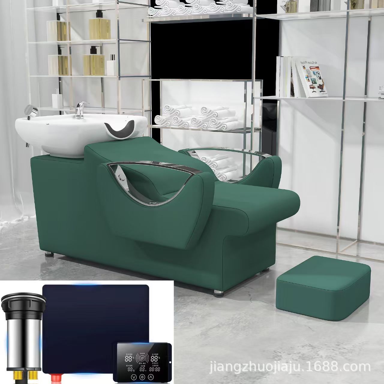 Red en línea lavabo de cerámica lavabo de cabello salón de pelo sillón lavabo de cabello cama de lavado de agua lavabo de cabello barbería cama de lavabo de cabello cómodo