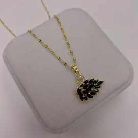 镀金不锈钢黑天鹅锆石女士吊坠项链