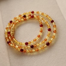 天然糖果色琥珀彩虹项链多巴胺颜色简约百搭琥珀饰品直播货源