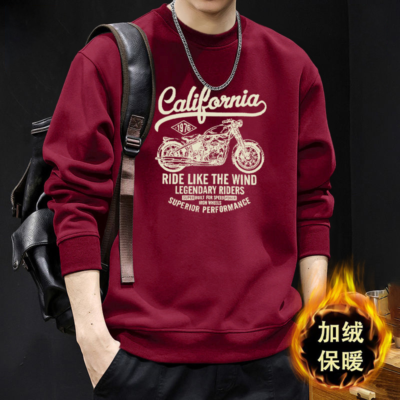 Suéter masculino primavera y otoño pesado estilo americano puerto viento de marea hookah cuello redondo manga larga chaqueta suelta camisa de base chaqueta