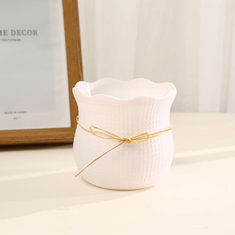 新しい模造セラミックプラスチック植木鉢ホームリビングルーム玄関装飾花瓶装飾品クリエイティブ麻縄多肉植物鉢植え|undefined