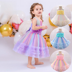 歐美新款嬰幼童婚紗寶寶一周歲禮服嬰兒連衣裙女童生日禮服公主裙