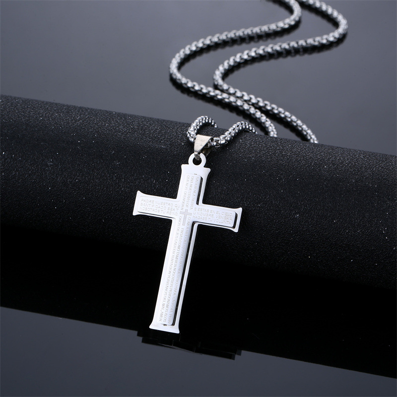 Fashion Cross Stainless Steel Titanium Steel Plating Pendant Necklace 1 Piece