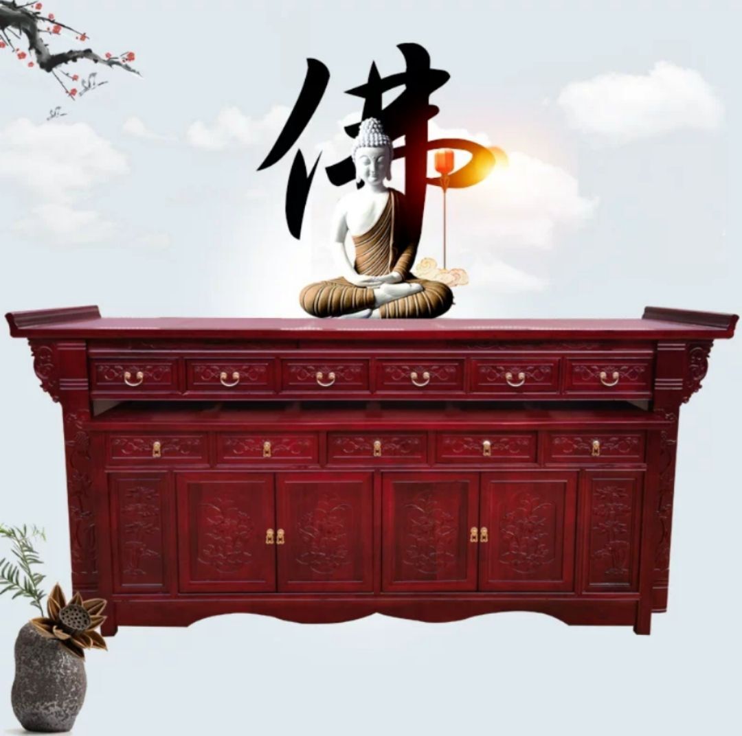 Solid wood desk incense table for new Chinese home living room God of Wealth Buddha cabinet set Cabinet Guanyin table Buddha table stand cabinet