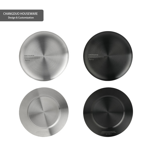 New industrial style black 304 stainless steel metal plate Internet celebrity soft furnishings restaurant hotel home gifts