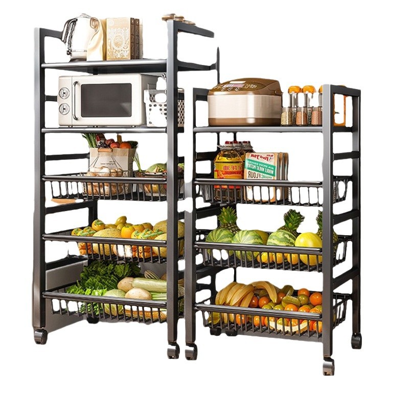 Cesta de verduras de cocina estante de almacenamiento rack de almacenamiento de piso de múltiples capas estante de frutas y verduras horno de microondas cesta de almacenamiento multifuncional