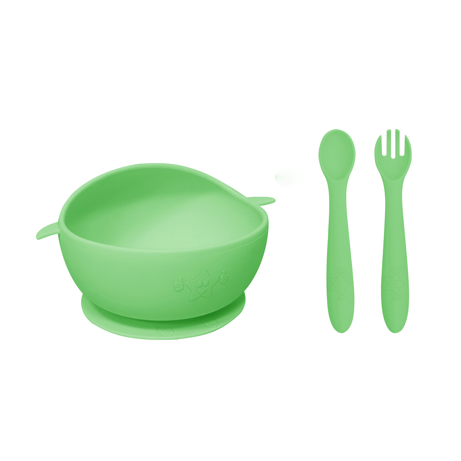 이유식 그릇 + 이유식 숟가락과 포크 + opp 포장 "녹색"