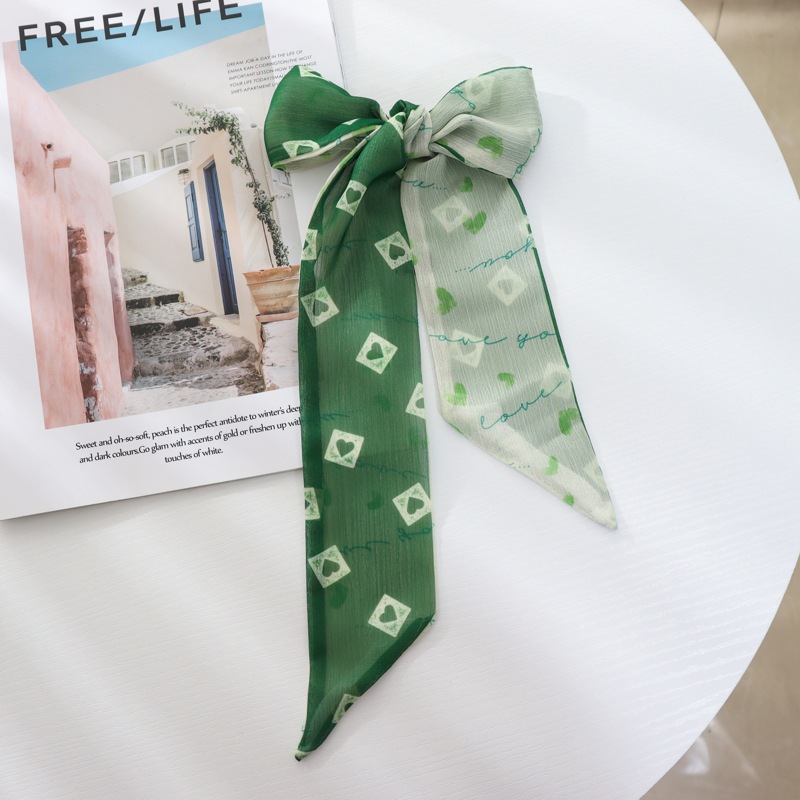 Verano delgada estrecha larga bufanda de seda Cinturón Verde banda de pelo cinta corbata bolsa accesorios de gasa decorativa trenzada corbata de pelo