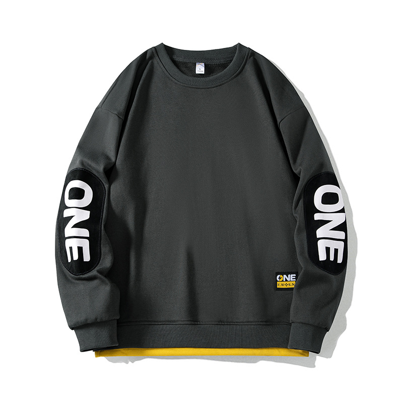 Herrenbekleidung Frühling und Herbst Neue Rundhalspullover Herren Lockeres lässiges Langarm-T-Shirt Zweiteiliges Oberteil Bottoming Shirt Herren_voghion.com