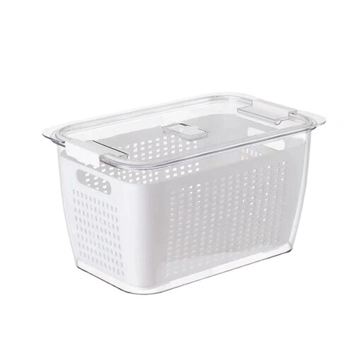 Refrigerator crisper wholesale transparent double-layer large-capacity sealed vegetable and fruit drained food-grade sealed storage box
