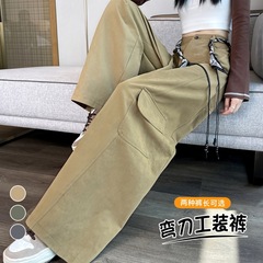十三行2025秋冬季新款美式弯刀工装裤阔腿休闲香蕉裤潮酷运动裤女