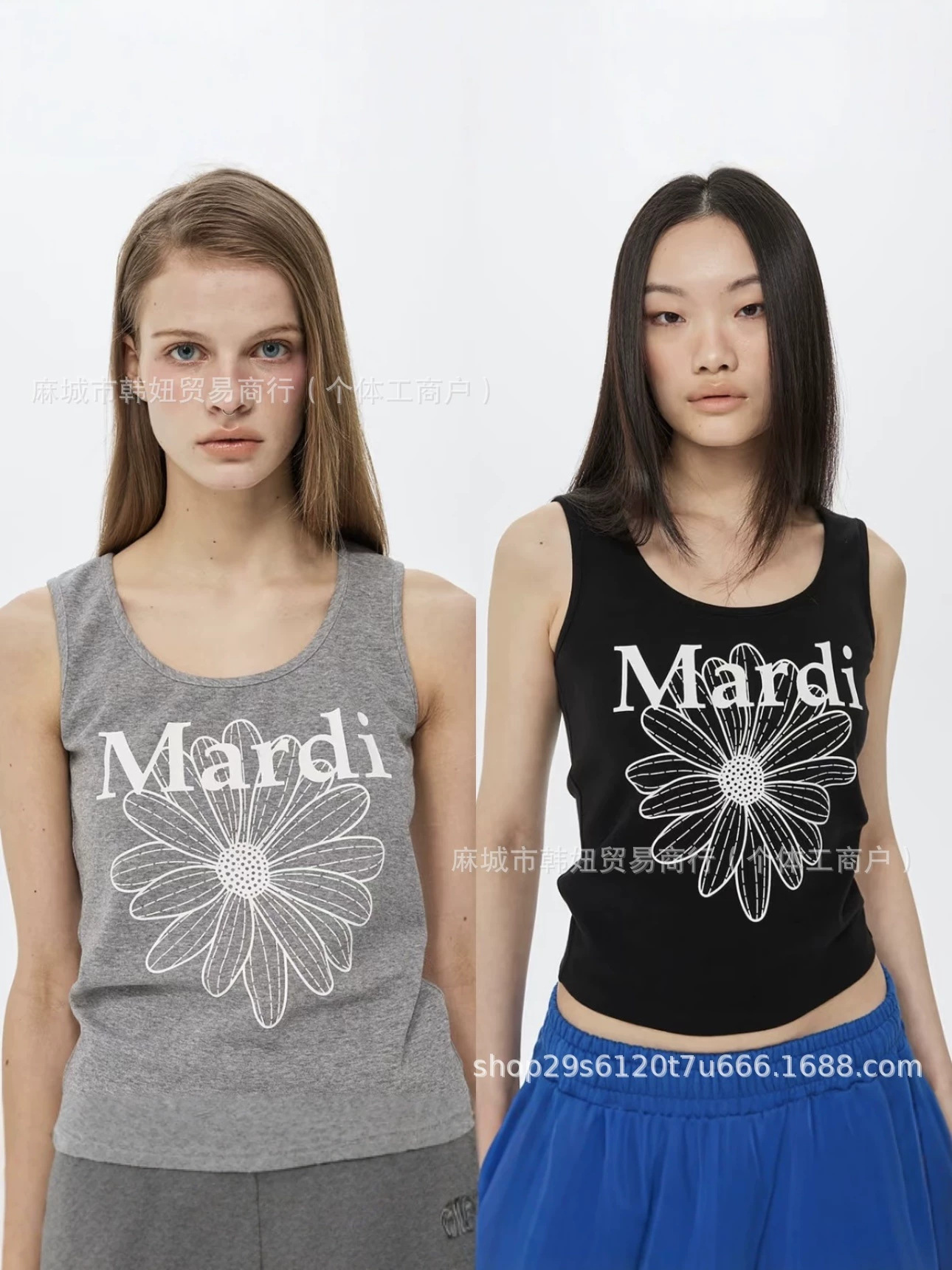 现货代发韩国2026新款Mardi无袖纯色背心短袖T恤小雏菊金高银同款