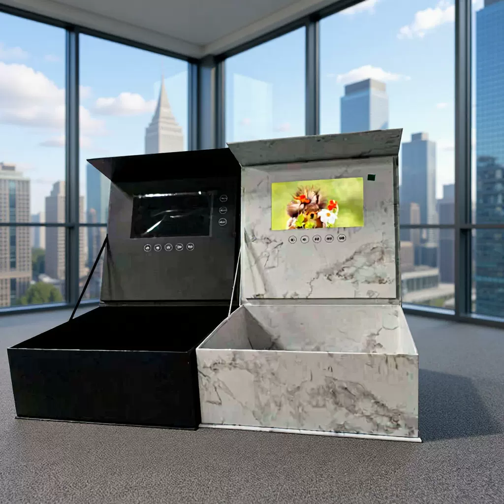 亚马逊热卖款7寸数码礼盒磁吸触发SD卡扩展循环播放电子相册礼0