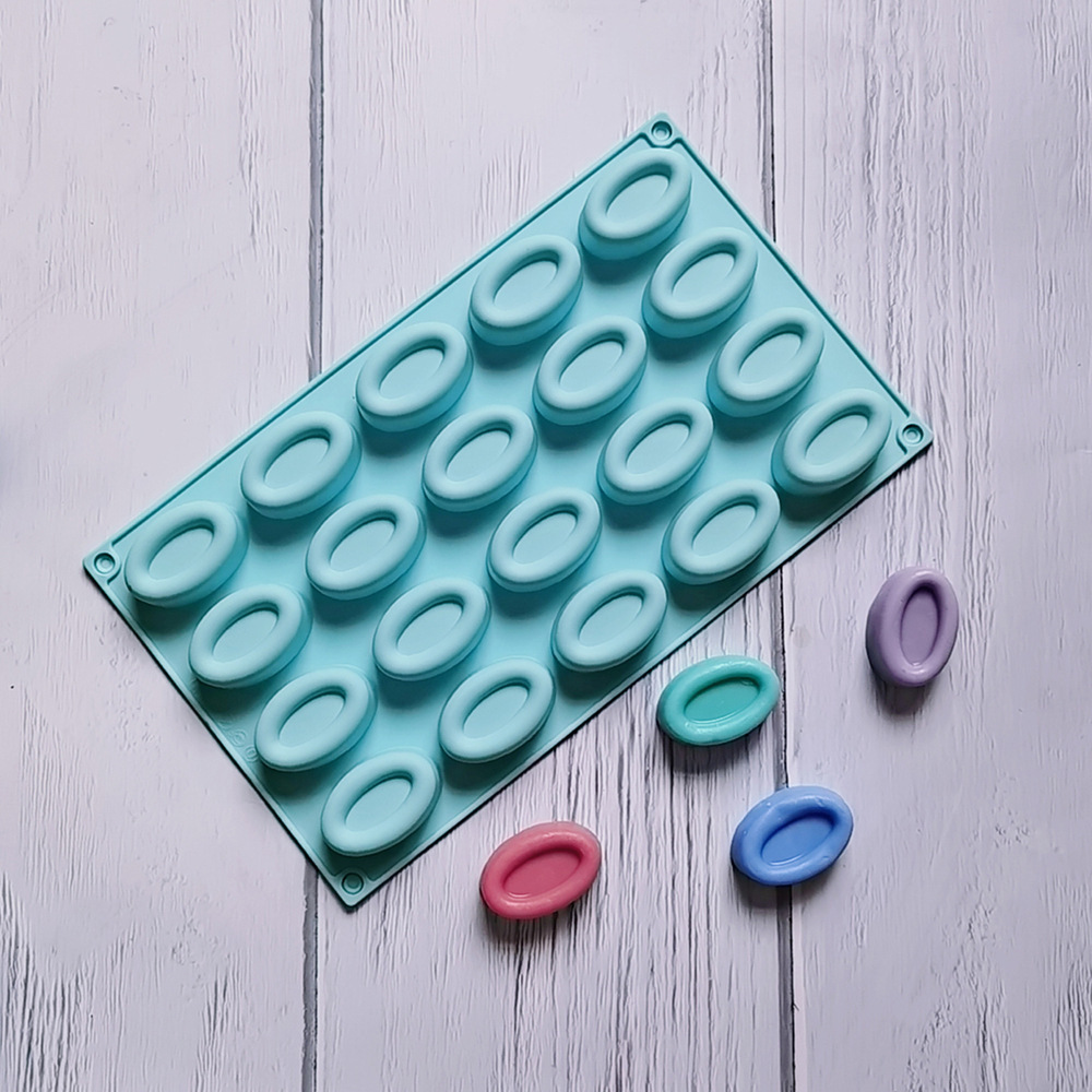 20连椭圆甜甜圈47巧克力硅胶模具蛋糕布丁甜点模具肥皂烘焙用具蓝