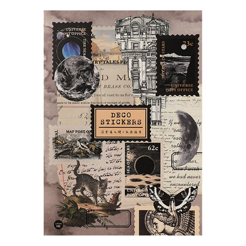 Infeel.MePET libro de pegatinas nubes flotantes mirar la Serie Mundial retro artística revista material decorativo pegatinas 4 modelos