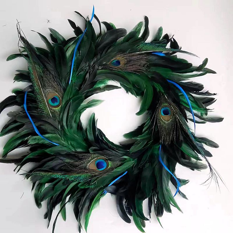 Wholesale Christmas ring feather wreath Christmas wall hanging door hanging wall hanging shopping mall hotel window ornaments