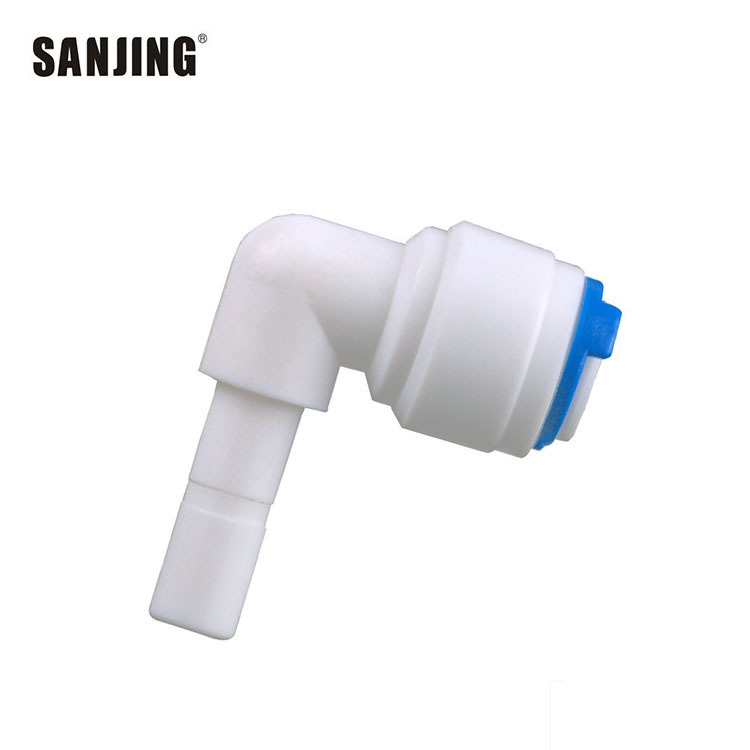 Comercio al por mayor 1146 accesorios purificador de agua 3-punto enchufe varilla de perforación a su vez 2-punto codo conector rápido POM grado alimenticio