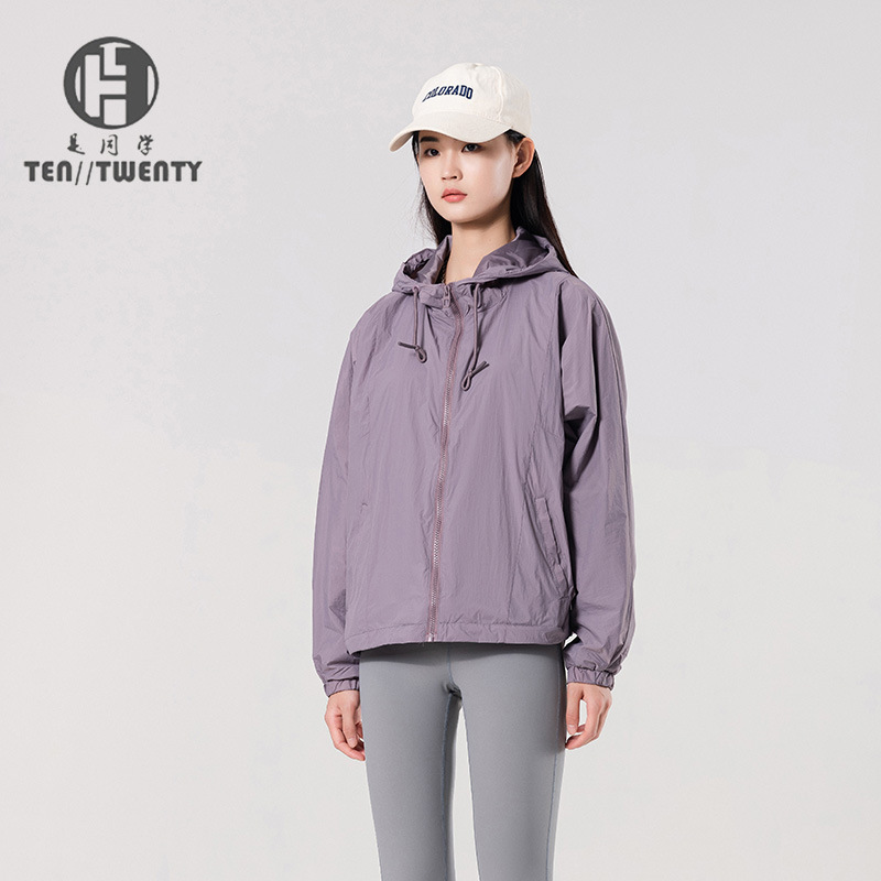 Chaqueta de Protección Solar con Capucha para Mujer Nailon Protección UPF50+ Cortavientos para Exterior