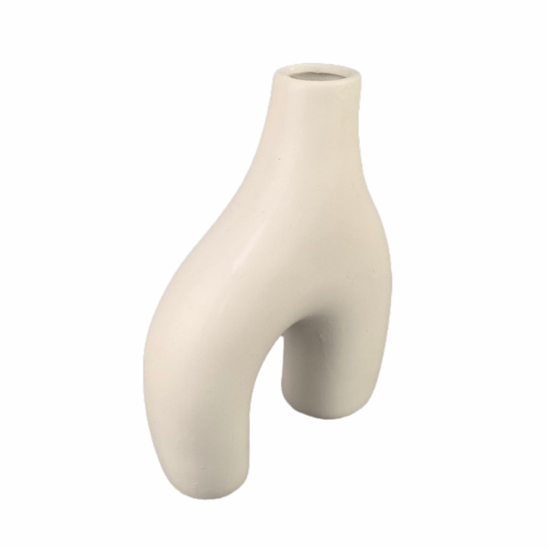 Jarrón artístico de forma especial, cerámica, arreglo floral para sala de estar, recibidor, sala modelo, decoración suave, adornos, regalos creativos, porcelana blanca
