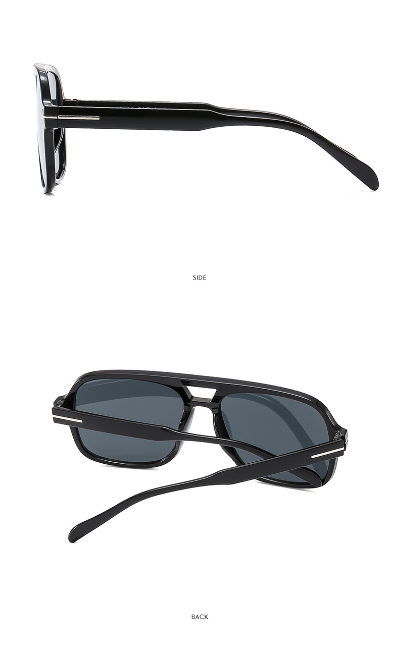 25g Weight Full Frame Glasses Structure Sunglasses Classification PC, UV400 Protection Lens Material Square Glasses Style Travel, Party Occasion Solid Color Pattern All Seasons Season Unisex Gender Streetwear Style Grey, Black Color Streetwear Solid Color PC UV400 Protection Square Full Frame Women's Sunglasses 14