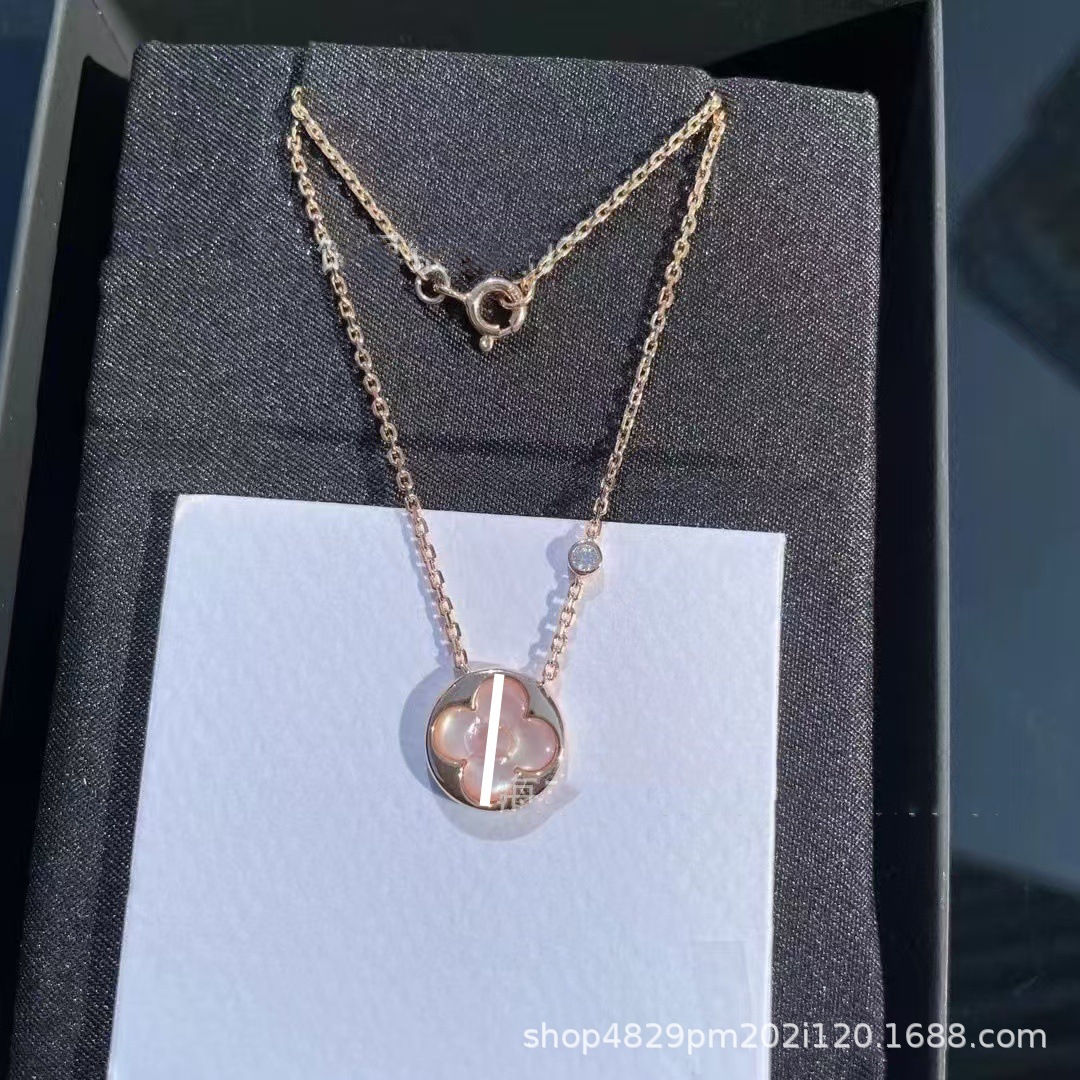 ロバの家四葉草四花五花ブレスレット女性用18Kローズゴールドメッキ軽奢菱形丸型白貝母ネックレスins