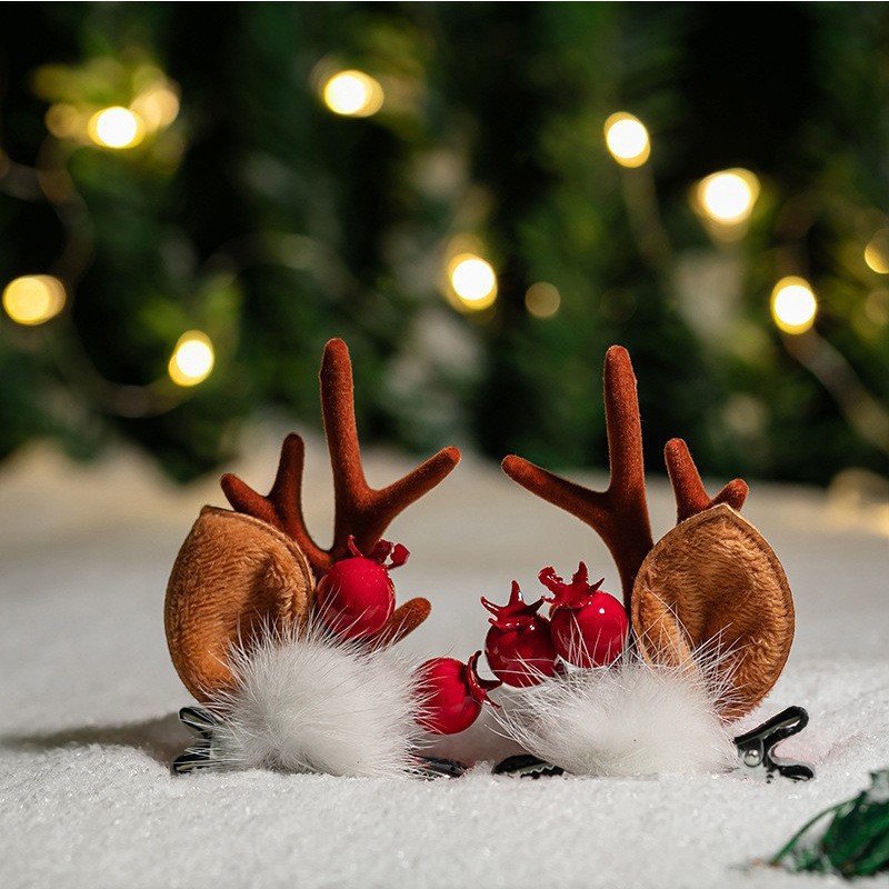 Adorable cabello de Navidad corno de ciervo cinco estrellas cabeza de banda de cabello de Navidad para niños corpos de cabello de decoración accesorios clipes de cabello