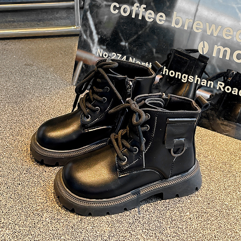 Botas Martin estilo británico para niños, moda otoño 2024, para niñas, suela blanda de cuero para niños, botas individuales_voghion.com