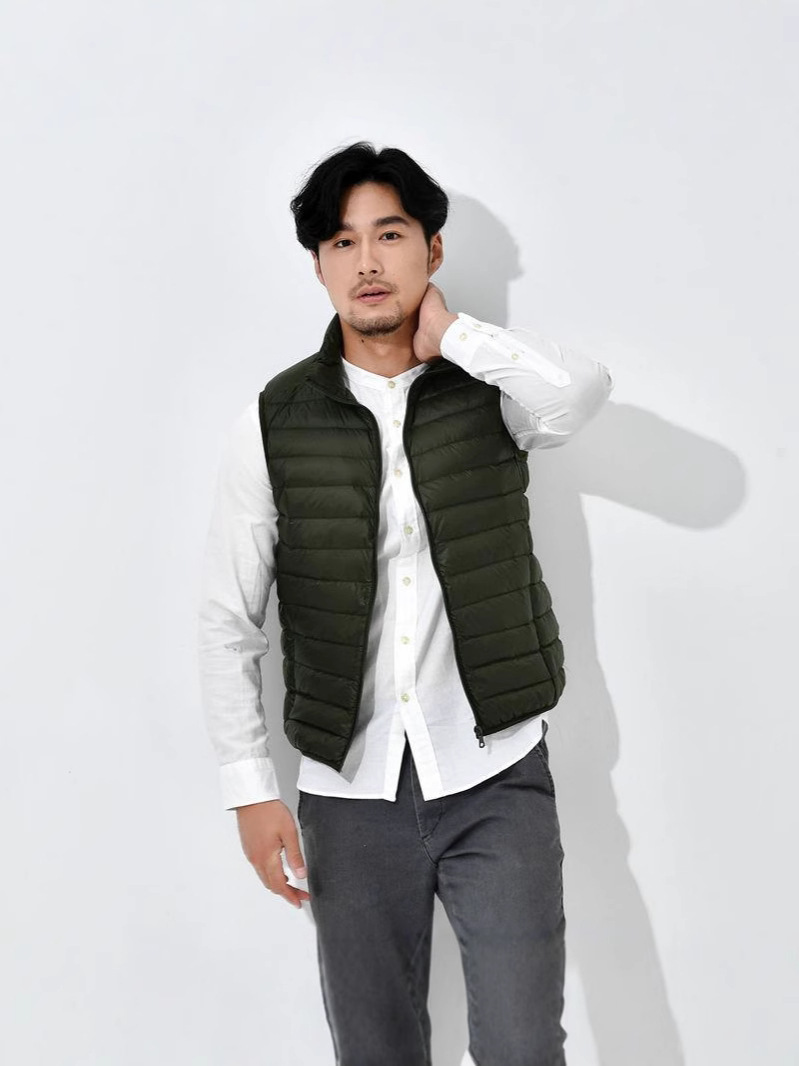 Transfronterizo Tik Tok otoño invierno chaqueta de plumón hombre chaleco ligero y delgado de tamaño grande ocio a prueba de frío y caliente chaqueta de hombro de papá image 5