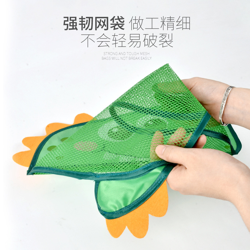 Bolsa de almacenamiento de juguetes para niños transfronterizos bolsa de red de almacenamiento de baño de bebé de dinosaurio baño con ventosa secado bolsa de drenaje colgante