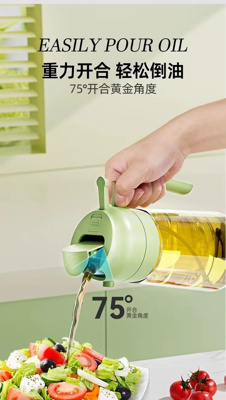 Wholesale 2-in-1 Oil Sprayer Pouring Pot Kitchen Food-Grade Spray Bottle Sealed Leak-Proof Non-Drip Oil Spray Pot Glass Oil Bottle