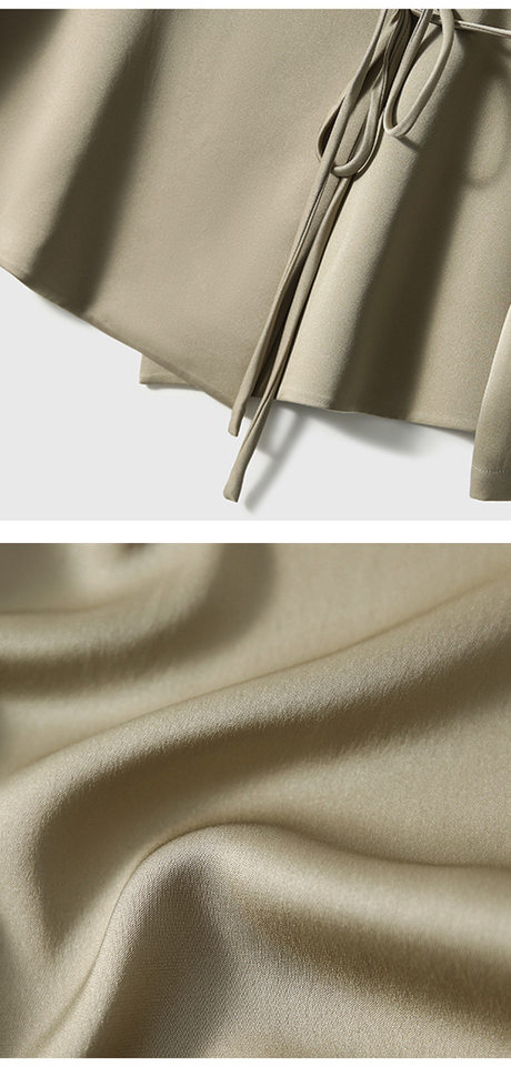 Áo blazer nữ satin thắt eo dáng ôm kiểu Pháp thanh lịch — Trắng ngọc trai, Xám nhạt, Đen đá chi tiết 17