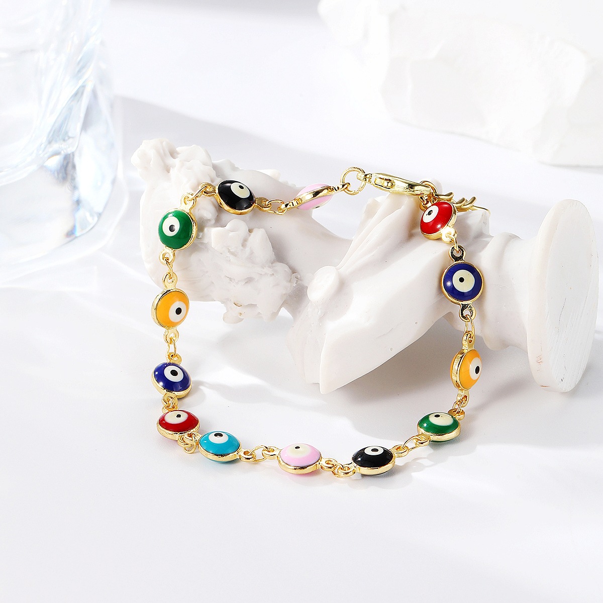 Fashion Devilu0027S Eye Square Copper Inlaid Zircon Bracelets 1 Piece