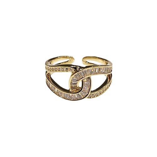 Temperament zircon open ring female niche design high-end light luxury index finger ring ins 2024 new trend