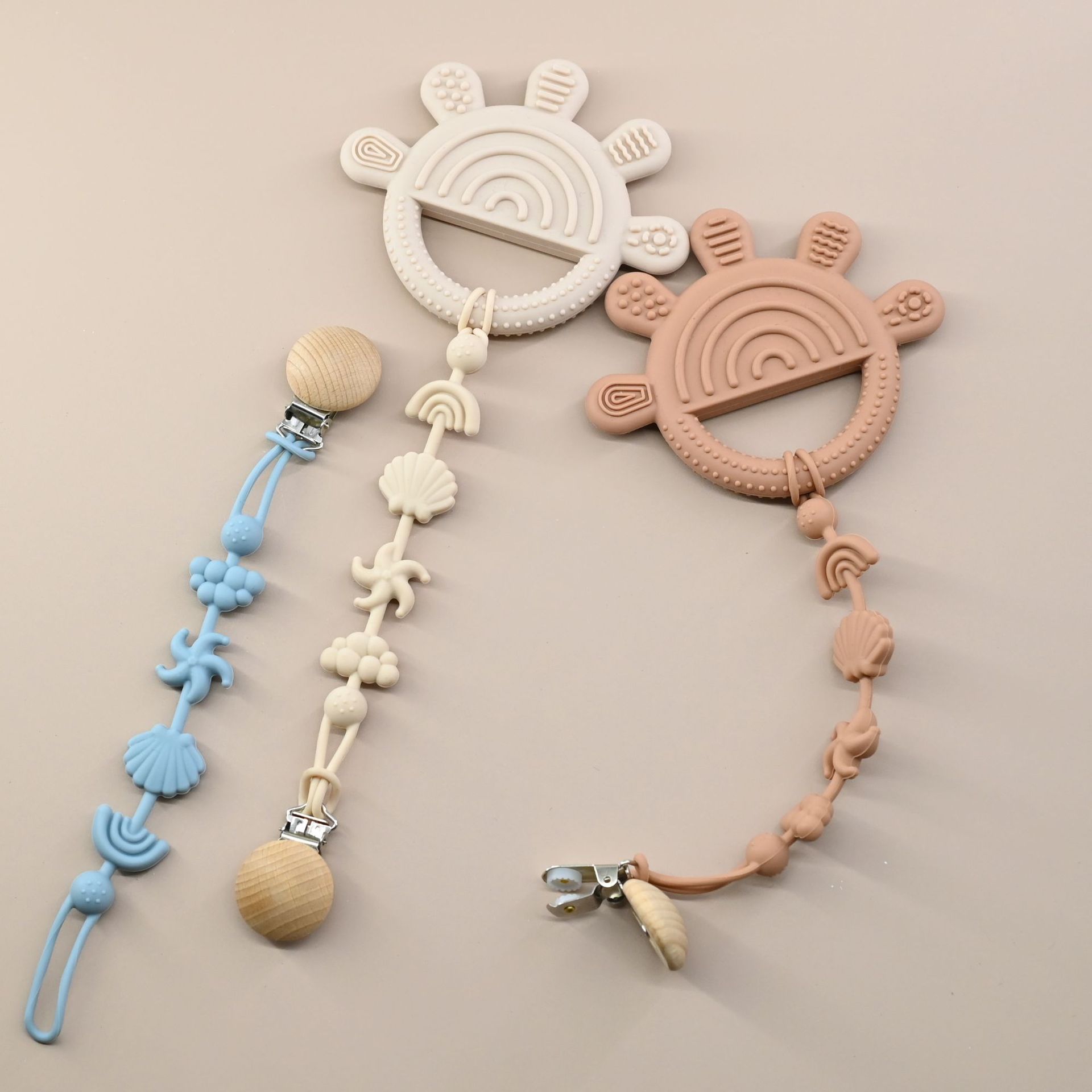 Nuevo juguete de dibujos animados para bebés, mordida y mordida, patrón de cinco dedos, mordedor calmante, mordedor para bebés de grado alimenticio