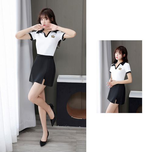 Beauty salon suit bathing sauna massage technician uniform slimming hip skirt foot bath work clothes 8220 culottes