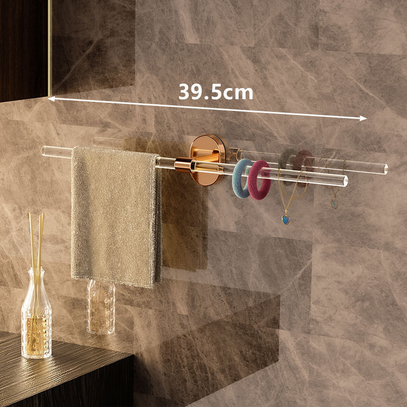 Luz de lujo acrílico toallero ponche libre de baño de almacenamiento de baño Toalla de baño gancho de almacenamiento Barra de toalla individual Barra de toalla