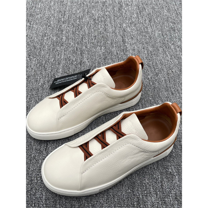 Herren Leder Sneaker Zum Reinschlüpfen Elastische Freizeitschuhe_voghion.com