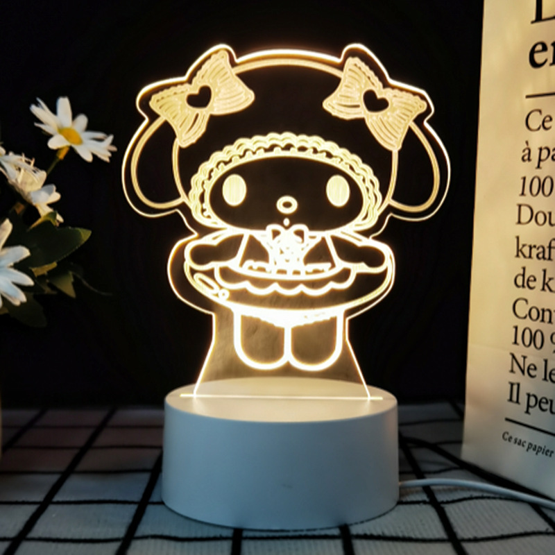 Venta caliente transfronteriza en el extranjero, nueva y extraña luz nocturna 3D, luz ambiental colorida, lámpara de mesa LED de la serie Sanrio Kulomi