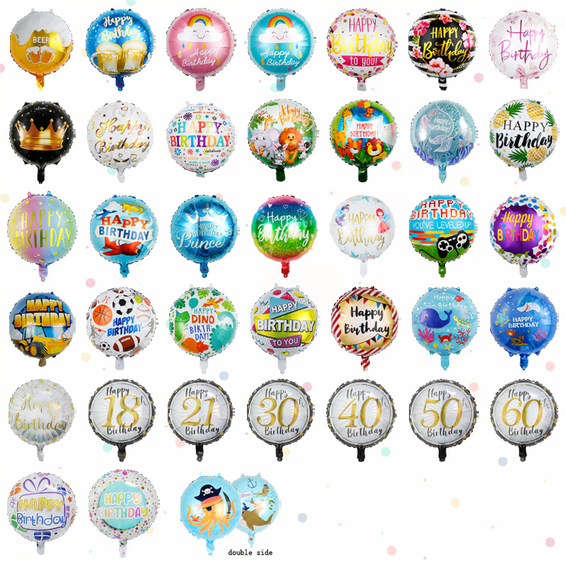 跨境18寸生快铝膜气球Happy Birthday18岁 21岁生日派对装饰气球