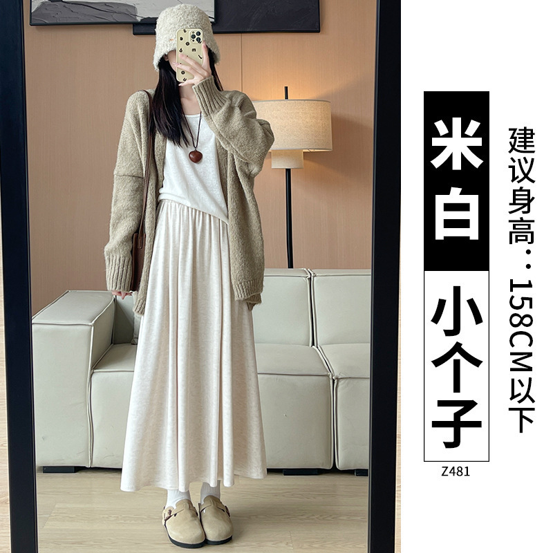 黑色糯米裙半身裙女长款2025新款秋冬季a字裙显瘦小个子加绒长裙|undefined