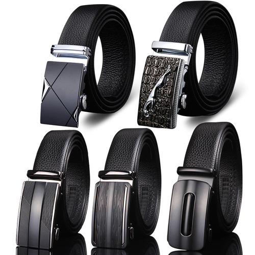 Wholesale men's top grain leather belt high-end genuine leather automatic buckle business belt men's casual pants belt waist seal 